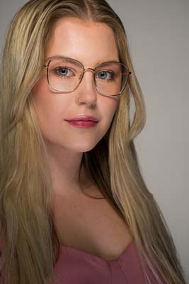 Headshot of Actor with Glasses on Grey Background By North East Photographer John J Bloomfield